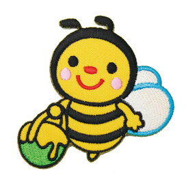 【アパレルスタッフセレクト】ワッペン アイロン 蜂 ハチ かわいい ミツバチ キャラクター 中サイズ デザイン アップリケ わっぺん アイロンで簡単貼り付け 1000円以上お買い上げでゆうパケット便送料無料