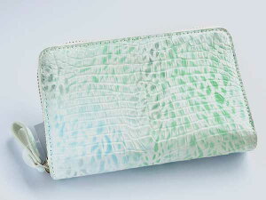 クロコ 財布 オルタンシア ミニラウンドファスナー 紫陽花 長財布 ワニ革 クロコダイル 財布 本革サイフラウンドファスナー ウォレット 小銭入送料無料