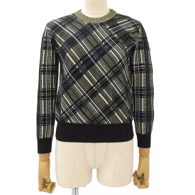 【中古】 タグ付未使用 SPORTMAX マックスマーラ SPORTMAX 2020年商品 23661009 ラメ糸 バイアスチェック ニット セーター S 黒 イエロー レディース