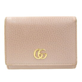 新着【中古】美品箱付 グッチ GUCCI 2019年商品 474746 GGマーモント レザー コンパクト ウォレット 三つ折り 財布 小銭付 モカ レディース 定価69300円