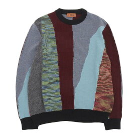 楽天スーパーセール！【中古】超美品 ミッソーニ missoni 2022年商品 幾何学織り カシミア シルク混 クルーネック ニット 48 メンズ 定価287000円