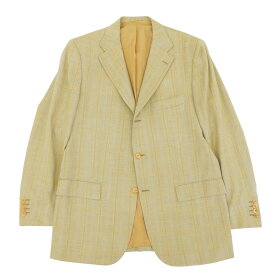 新着【中古】 超美品 キートン Kiton ウール リネン シルク 三者混 チェック ジャケット シングルブレスト ベージュ イタリア製 メンズ