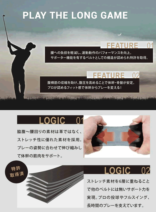 コアエナジー ベルト ゴルフ Core Energy GOLF 全3色 ストレッチ