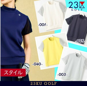 【PREMIUM SALE】【秋のゴルフ応援セール】23区GOLFレディース 【吸水速乾=UVケア】1枚で華やか!毎シーズン大人気のラメスリーブモックネック◆シャツ【TOVLGS-0308】