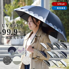 日傘 UVカット 遮光 99.9 uv対策 紫外線 晴雨兼用 軽量 パラソル 遮熱 レディース アンブレラ ブラック ネイビー アイボリー グレー 長傘 かわいい 上品 1級遮光 一級遮光 おしゃれ 母の日 敬老の日 スカラップ ボーダー ドット フラワー 送料無料 日除け 日焼け 熱中症対策