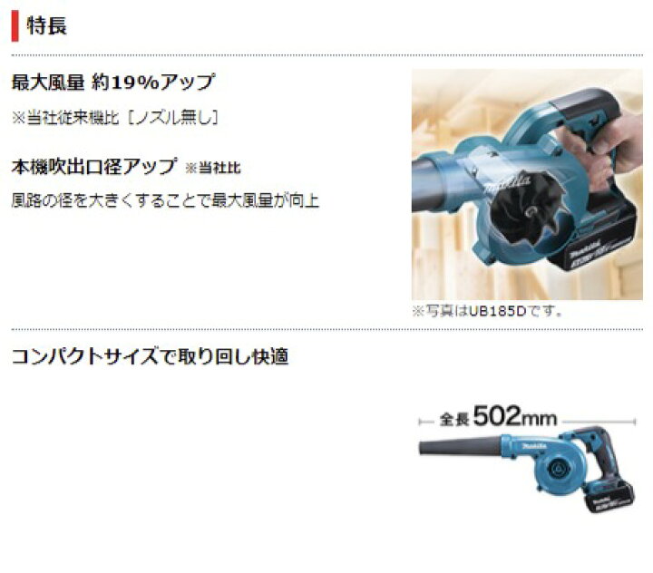 楽天市場】マキタ 14.4V ブロワ 2020年 最新モデル UB144DZ バッテリー 