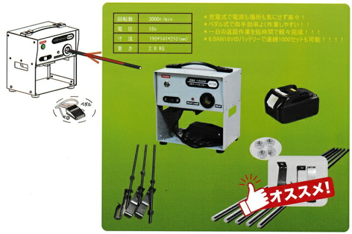 楽天市場】SH3388 充電式 3分 ナットセッター ペダル付き 精品工房 正 