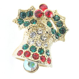 クリスマス ひいらぎ ベル ブローチ タイタックピン ピンブローチ ピンバッジ ピン ピンズ ピンブローチ　Xmasツリー スワロフスキー 鐘 柊 ゴールド アンティークゴールド シルバー ブラック グリーン レッド メンズ かわいい mk17b-01xmasp