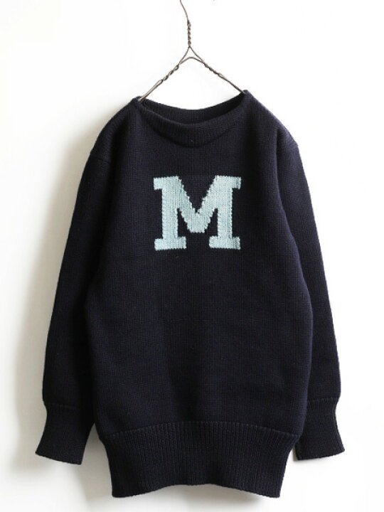 楽天市場 4 30 24h限定 5倍 30 S ブランド不明 レタード 刺繍 ボートネック 長袖 ウール ニット セーター メンズ 男性 S M程 30年代 ビンテージ 古着 ネイビー Us古着 古着 中古 アメリカ古着 古着屋 ダークネイビー 紺 紺色 ウールセーター 長袖