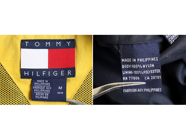 楽天市場】90s □ トミーヒルフィガー 袖 刺繍 収納フード 3色 切替 