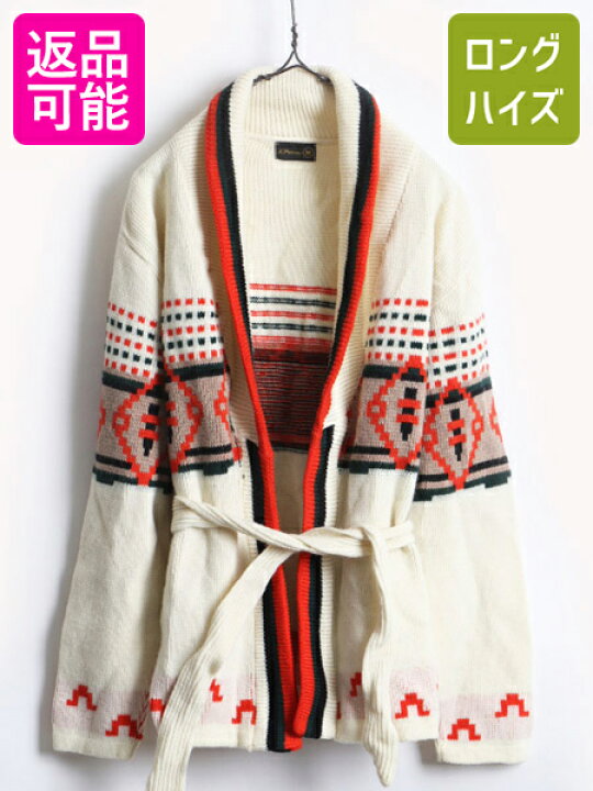 楽天市場 70 S ビンテージ J C Penney ネイティブ 総柄 アクリル ニット ガウン セーター メンズ レディース M 古着 カーディガン ナチュラル 中古 ガウンセーター ニットセーター 長袖ニット 長袖セーター マルチカラーベルト付き 70年代 ローブ 羽織り ストア