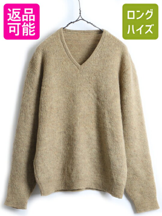 楽天市場】60s 70s ビンテージ □ Vネック ウール モヘア 長袖 ニット 