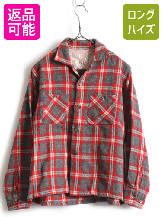 楽天市場】50s ビンテージ 希少 XS 程□ チェック オープンカラー 長袖 