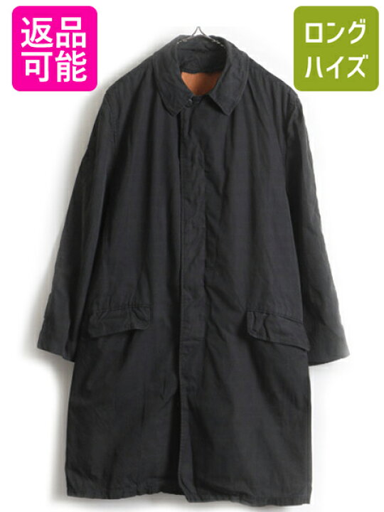 楽天市場 希少 黒 60s ビンテージ ステンカラー ロング コート メンズ 男性 S M 程 古着 ロングコート ロング丈 無地 ブラック サテンライナー 中古 ステンカラーコート ロング 60年代 アウター オールウェザー バルマカーン バルマカーンコート スプリングコート