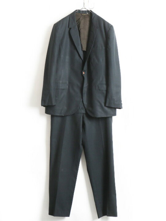 楽天市場 70 S ビンテージ Unknown ストライプ ポリエステル セットアップ メンズ 男性 Xl 程 古着 70年代 スーツ ジャケット スラックス 黒 赤 中古 ポリジャケット ポリパンツ 棒talon タロン 1ボタン テーパード ストレート サイドベント ブラック レッド ピン