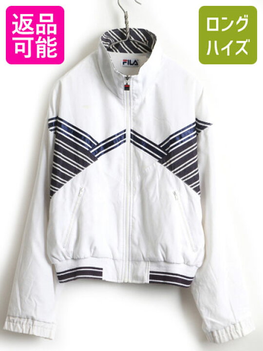 楽天市場 90s Fila フィラ フルジップ ボーダー 切替 メッシュ ライナー付き ナイロン ジャケット レディース L メンズ S 程 ジャンパー 白 紺 中古 アウター ハイネック ジップアップ ナイロンジャケット ウインドブレーカー ワンポイント ホワイト ネイビー