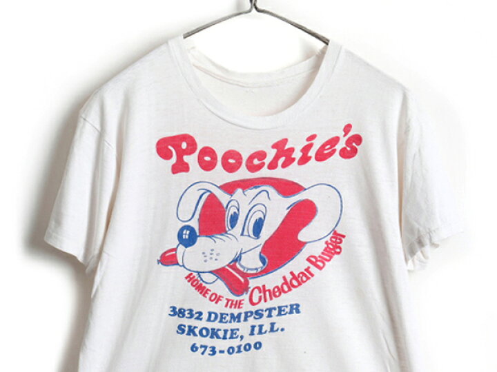 楽天市場 7 15 10 Offクーポン 24h限定ポイントup 70s 80s ビンテージ Poochie S キャラクター プリント 半袖 Tシャツ メンズ M 程 古着 70年代 80年代 プリントt キャラt 白t 白 企業 Us古着 プリントtシャツ キャラクターtシャツ 半袖tシャツ ロゴtシャツ