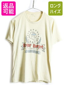 【4/25 24h限定 500円OFF&P8倍!!】 70's ビンテージ ■ HANG TEN Roger Ramjet キャラクター プリント 半袖 Tシャツ ( メンズ XS 程) 古着 70年代 キャラT アニメ ハンテン 黄| 中古 アメカジ 半袖Tシャツ プリントTシャツ クルーネック シングルステッチ イエロー ロジャー