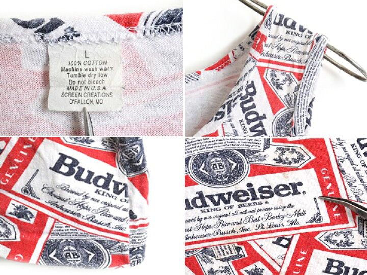 楽天市場】80s ビンテージ USA製 □ バドワイザー Budweiser ロゴ 総柄 