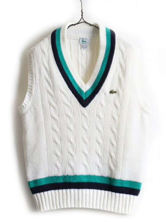 楽天市場 80 S ビンテージ Izod Lacoste ラコステ Vネック チルデン ケーブル ニット ベスト メンズ レディース L 古着 80年代 セーター ワニ 中古 アイゾッド ニットベスト ケーブルニット チルデンニット アクリルニット ニットセーター ワンポイント マルチ