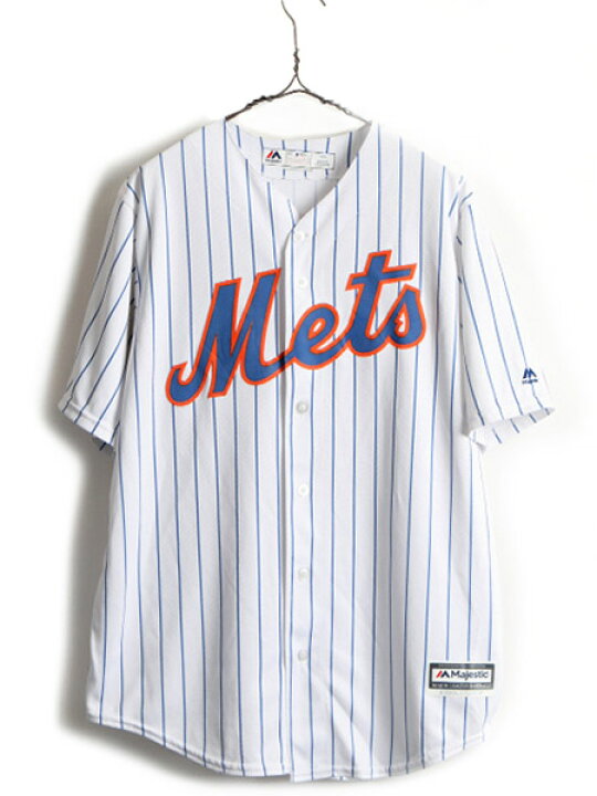 楽天市場 Mlb オフィシャル Usa製 Majestic ニューヨーク メッツ 半袖 ベースボール シャツ 男性 メンズ L 古着 ユニフォーム ゲームシャツ Us古着 アメリカ製 New York Mets メジャーリーグ 大リーグ 野球 半袖シャツ ベースボールシャツ 白 青 ストライプ
