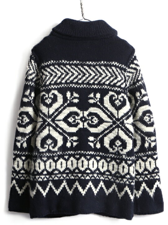 ラルフローレン フード付き 総柄 ノルディック ウールニットカーディガン S 