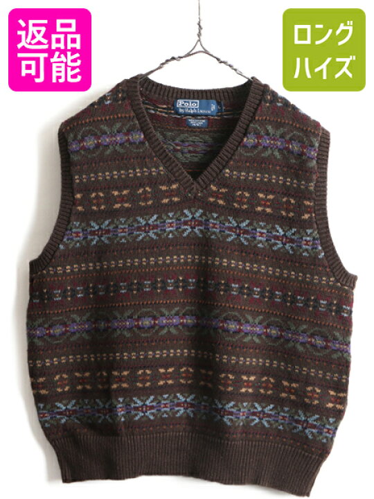 楽天市場】90s □ POLO ポロ ラルフローレン フェアアイル 総柄 V 