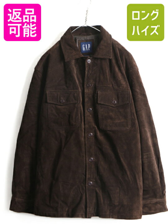 楽天市場 90 S オールド ギャップ Gap 本革 スエード レザー シャツ ジャケット メンズ M 古着 90年代 革ジャン 革シャツ レザーシャツ 濃茶 中古 スウェード スエードシャツ レザージャケット シャツジャケット ダークブラウン 茶 茶色 ポケット付き オール