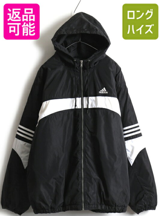 楽天市場 90s 人気 モノトーン アディダス 3ライン 中綿入り キルティング ライナー付き ナイロン パーカー ジャケット メンズ L 古着 Adidas Us古着 中古 90年代 オールド フルジップ フード ジャンパー フードパーカー ナイロンジャケット 中綿ジャケット