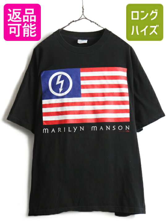 楽天市場】90s USA製 ☆ マリリン マンソン 星条旗 プリント 半袖 T  