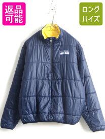 90s ■ POLO ポロスポーツ ラルフローレン 中綿 ナイロン リバーシブル ジャケット ( メンズ M ) 古着 ジップネック プルオーバー 紺 黄色| 中古 90年代 90's ラルフ RALPH LAUREN ジャンパー ブルゾン ハイネック ナイロンジャケット ネイビー イエロー ビッグロゴ US古着