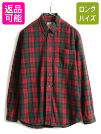 【5/25 24h限定 P8倍&400円OFF!!】 ■ LLBEAN チェック 長袖 ボタンダウン フランネル シャツ ( メンズ M ) 古着 エルエルビーン ライト ネル ネルシャツ 長袖シャツ LLビーン| 中古 アウトドア ボタンダウンシャツ フランネルシャツ チェックシャツ ポケット付き マルチカ