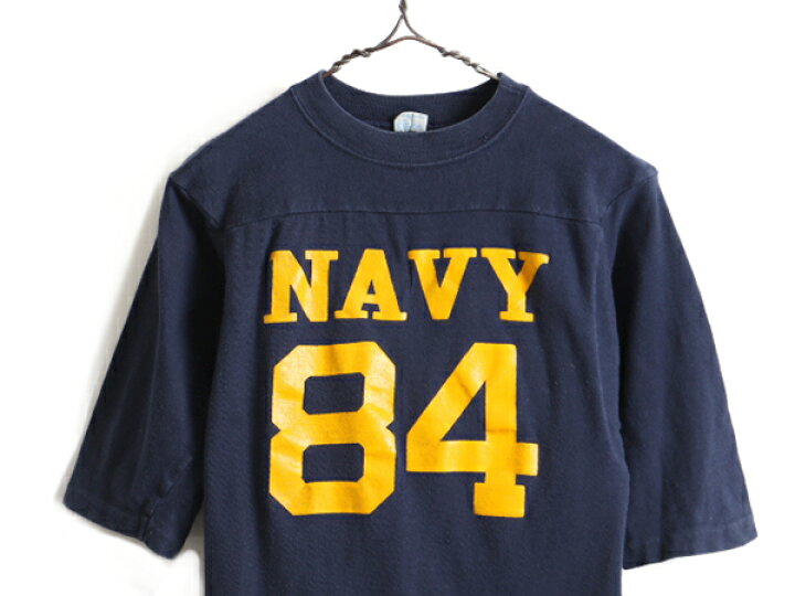 楽天市場】70s USA製 希少サイズ S □ チャンピオン NAVY プリント  