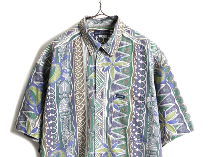 楽天市場】80s 90s USA製 □ ゲス GUESS ボタニカル 総柄 半袖 シャツ  