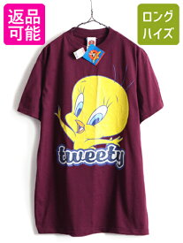 90s デッドストック 未使用 ■ ワーナー ルーニーテューンズ ビッグ プリント 半袖 Tシャツ ( メンズ レディース L ) 新品トゥイーティー| 新古品 デッド 90's 90年代 オールド キャラクター 半袖Tシャツ プリントTシャツ アメキャラ ルーニー ビッグプリント タグ付き