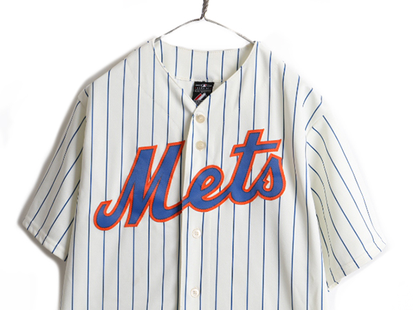 します MLB オフィシャル  Majestic ニューヨーク メッツ 半袖 ベースボール シャツ ( 52 メンズ XL 程) 古着 ゲームシャツ  ユニフォーム 野球 中古 マジェスティック 大きいサイズ NEW YORK METS ベースボ クリスマス - shineray.com.br