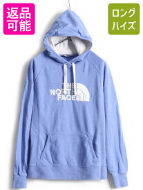 ■ ノースフェイス ビッグ ロゴ 刺繍 前V スウェット フード パーカー ( レディース M ) 古着 The North Face トレーナー 裏起毛 2トーン| 中古 アウトドア ノース フードパーカー ロゴパーカー プリントパーカー ビッグロゴ フーディー プルオーバー スエット ブルー 青