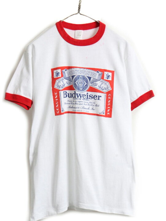 楽天市場】80s USA製 □ バドワイザー プリント 半袖 リンガー Tシャツ  
