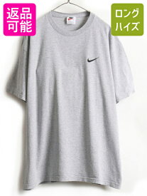 【4/26 マラソン 400円OFF&P5倍!】 90s USA製 ■ NIKE ナイキ スウォッシュ ロゴ刺繍 半袖 Tシャツ ( メンズ L ) 古着 90年代 オールド ワンポイント ロゴT クルーネック 無地| 中古 90's アメリカ製 米国製 ビッグシルエット スウッシュ ロゴTシャツ コットン 半袖Tシャツ