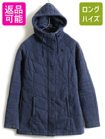 US企画 希少サイズ S ■ ノースフェイス 中綿 スウェット パーカー ジャケット ( レディース ) 古着 The North Face 日本未発売 紺 フード| 中古 アウトドア ノース スエット トレーナー ジャンパー フルジップ キルティング ライナー付き ワンポイント ロゴ 刺繍 ネイビー