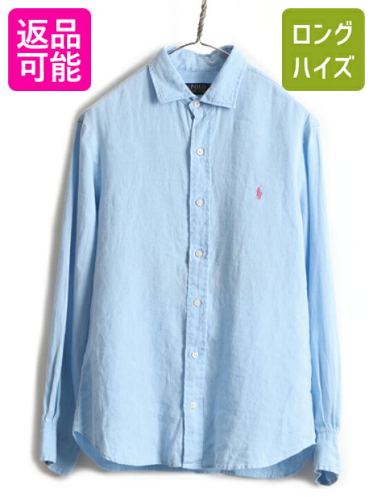 楽天市場 10 24h限定 10 Offクーポン P5倍 高級 100 リネン Polo ポロ ラルフローレン 長袖 シャツ メンズ M 古着 ワンポイント ポニー刺繍 無地 長袖シャツ ブルー 薄青 麻 中古 ラルフ Ralph Lauren リネンシャツ ライトブルー 無地シャツ Linen