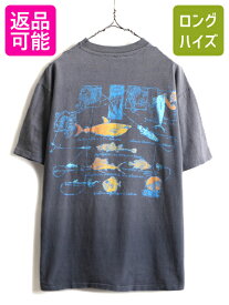 【28日29日 48h限定 ポイント5倍!!】 80s USA製 人気 黒 ■ OP オーシャンパシフィック 両面 プリント 半袖 Tシャツ ( XL 小さめ メンズ L 程) 古着 80年代 ビンテージ サーフ| 中古 80's アメリカ製 半袖Tシャツ プリントTシャツ フィッシング 魚 さかな アニマル シングル