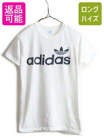 【4/20 24h限定 P4倍&10%OFF!】 80s ビンテージ ■ アディダス トレフォイル プリント 半袖 Tシャツ ( メンズ レディース M ) 古着 adidas 80年代 半袖Tシャツ プリントT| 中古 80's プリントTシャツ ロゴT ロゴTシャツ シングルステッチ ホワイト 白 男女兼用 カットソー