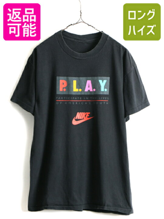 楽天市場】90s USA製 人気 黒 □ NIKE ナイキ PLAY 多色 プリント 半袖 