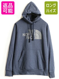 【スーパーSALE 最大半額&SPクーポン!】 ■ ノースフェイス プリント スウェット フード パーカー ( メンズ L ) 古着 The North Face トレーナー プルオーバー 裏起毛 スエット 紺| 中古 アウトドア ノース スウェット フードパーカー ロゴパーカー プリントパーカー フーデ