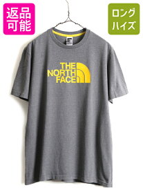 【4/20 24h限定 P4倍&10%OFF!】 ■ ノースフェイス ビッグ ロゴ プリント 半袖 Tシャツ ( メンズ L ) 古着 The North Face 半袖Tシャツ プリントT ロゴT アウトドア 濃灰| 中古 アウトドア ノース プリントTシャツ ロゴTシャツ カットソー ビッグロゴ クルーネック 霜降り