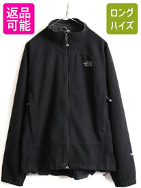 US企画 人気 黒 ■ ノースフェイス WIND WALL フルジップ フリース ジャケット ( メンズ L 程) 古着 The North face ジャンパー ブルゾン| 中古 日本未発売 ノース アウトドア フリースジャケット ウィンドウォール 防風 ジップアップ ハイネック ワンポイント ブラック