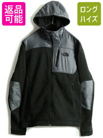 US企画 ■ ノースフェイス ゴードン アンザ パーカー ジャケット ( メンズ S ) 古着 The North face フリース ナイロン 2トーン 日本未発売| 中古 アウトドア ジャンパー ブルゾン フリースジャケット GORDON ANZA フードパーカー フルジップ ハイネック ブラック グレー