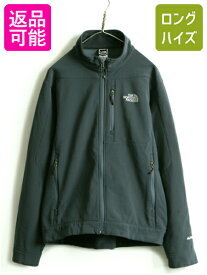 ■ ノースフェイス ソフトシェル ジャケット ( メンズ M ) 古着 The North Face APEX エイペックス 裏 フリース ジャンパー ブルゾン 青灰| 中古 US企画 ノース アウトドア フリースジャケット ハイネック ジップアップ ワンポイント 刺繍 ロゴ ストレッチ ブルー グレー