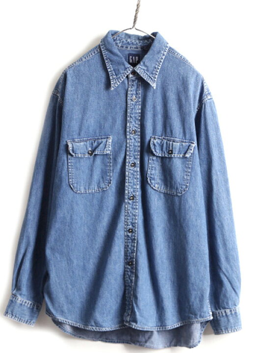 楽天市場】90s □ OLD GAP 長袖 デニム シャツ ( メンズ L ) 古着 90 